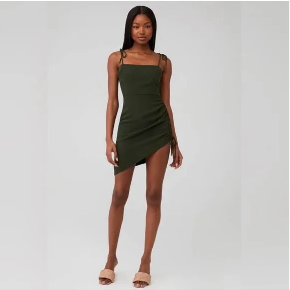 Amanda Uprichard Asymmetrical Olive Green Dress